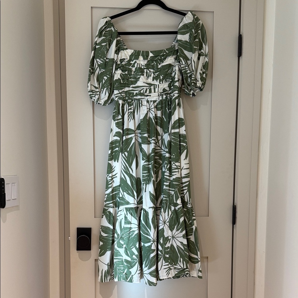Abercrombie & Fitch Midi Dress with Green Leaf Print